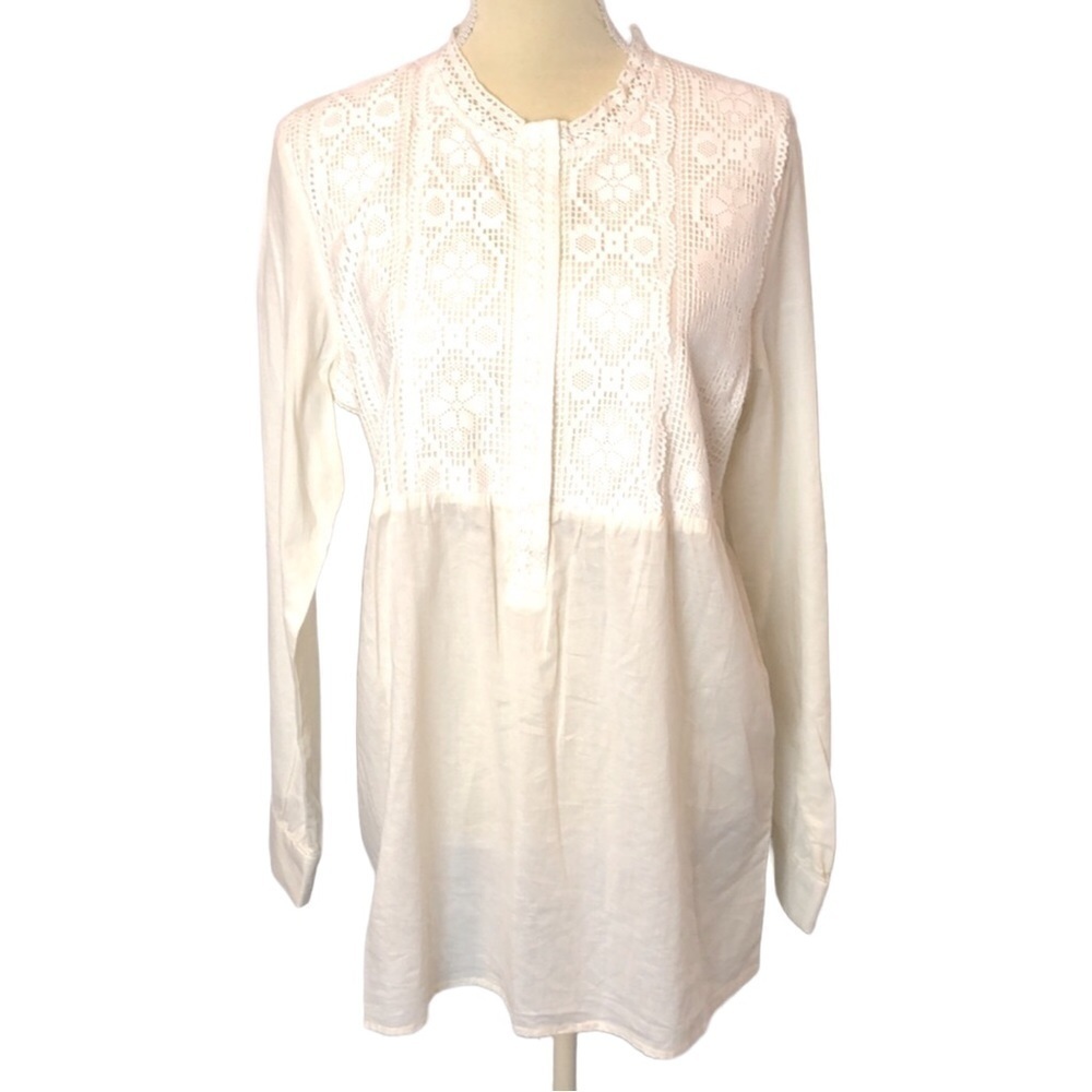 Caribbean Joe Cotton Lace Embellished Tunic ‎ L
